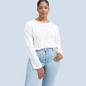 Everlane The Linen Relaxed Long Sleeve Tee | White